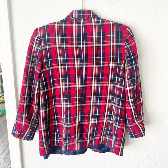Pendleton Blazer Women's 4P Petite Red Tartan Plaid Preppy Americana Vintage 80s - Picture 2 of 9